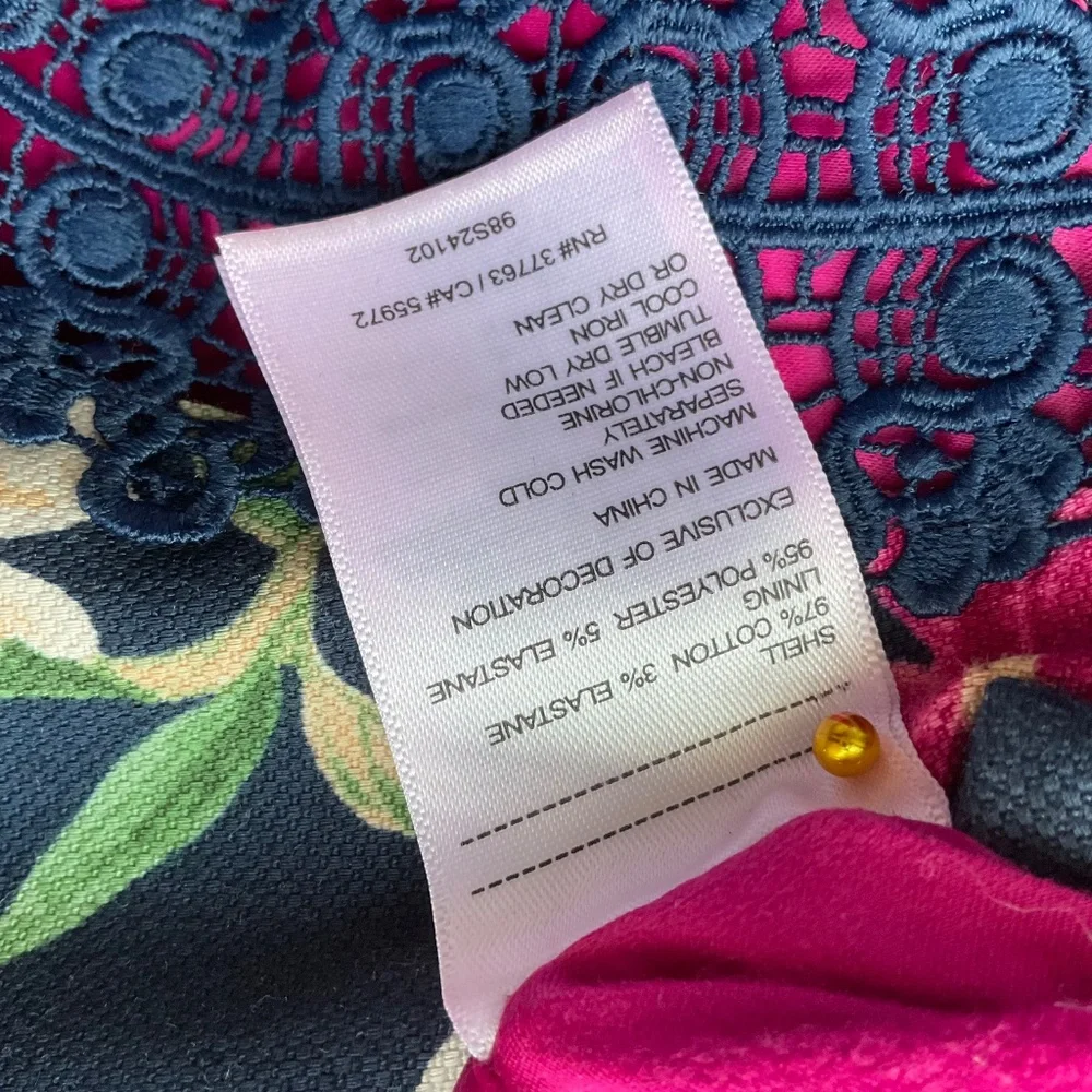 Laundry Shelli Segal Dress Floral Blue Pink Cotton (6) - Picture 7 of 7